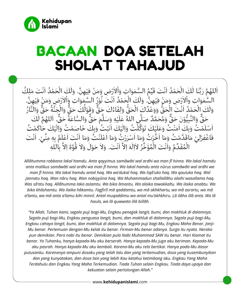 Bacaan doa Setelah sholat tahajud, arab latin dan artinya